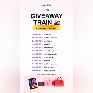 Like this flyer! Non Stop Givys - Opan Bins Giveaway Train 🚂